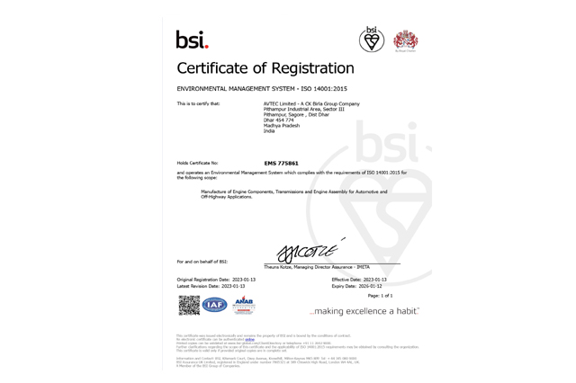 Enviornmental Management System, ISO 4001 : 2015